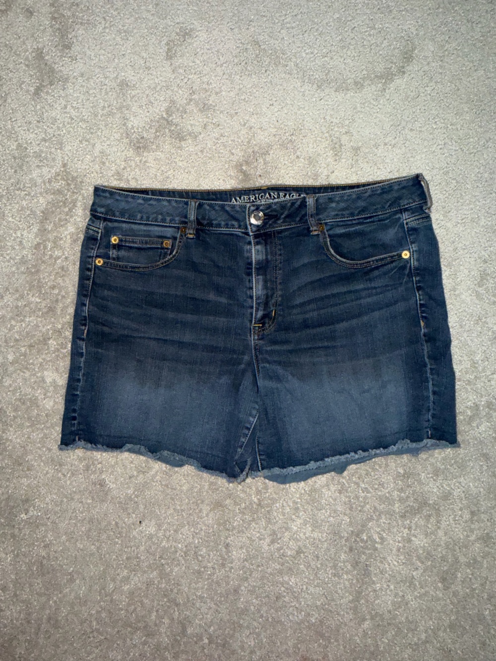American Eagle Outfitters Dark Blue Raw Hem Denim Shorts